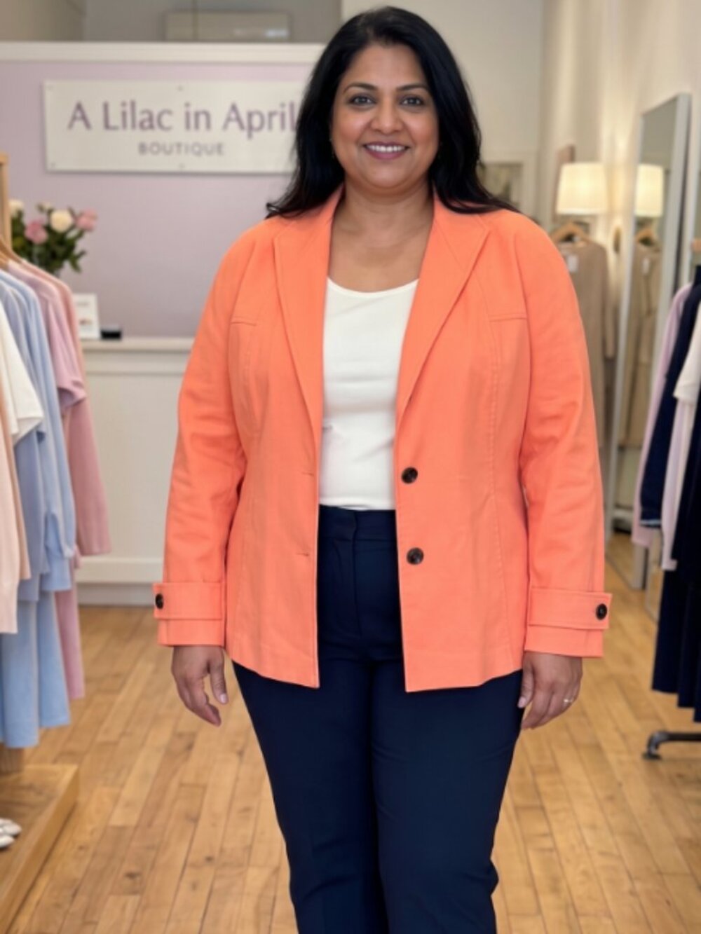 Linda Allard Ellen Tracy Plus Size 2 Coral Tailored Blazer